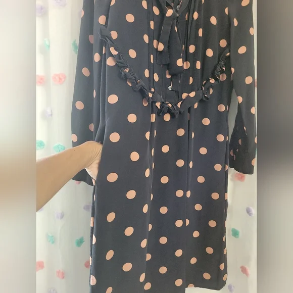 Tory Burch Black Polka-Dot Silk Crepe De Chine Dress Size 0 - Picture 8 of 10